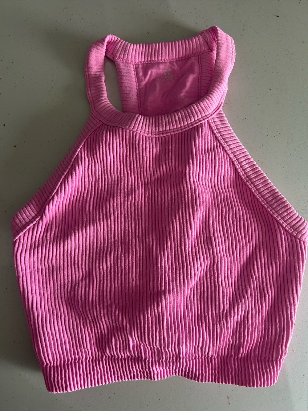 Aerie Ribbed High-Neck Crop Tank Top - Pink